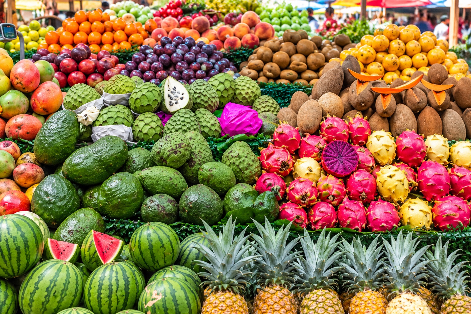 Marché de produits frais et fruits en Martinique