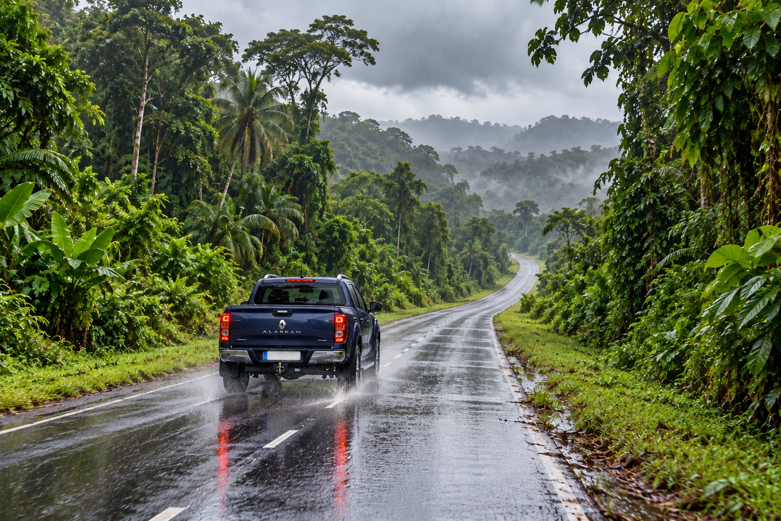 Voiture sur une route en Guyane